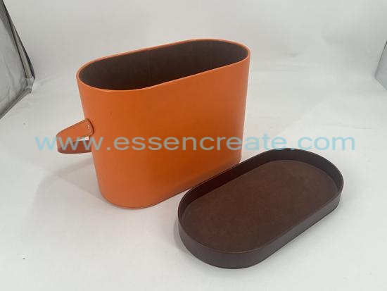 Portable leather tea set storage box with handle for outdoor traveling