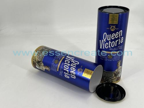 Custom cardboard packaging paper tube with metal lid caps